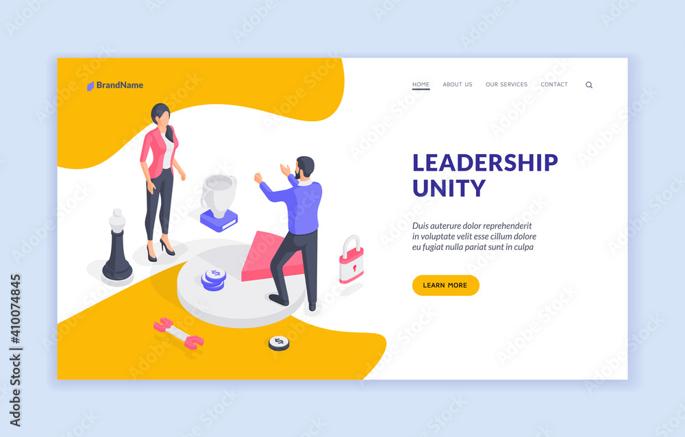 Business leaders uniting in work. Isometric vector illustration Business leaders uniting in work. Isometric vector illustration