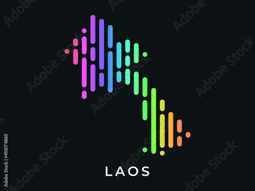 Digital modern colorful rounded lines Laos map logo vector illustration design.