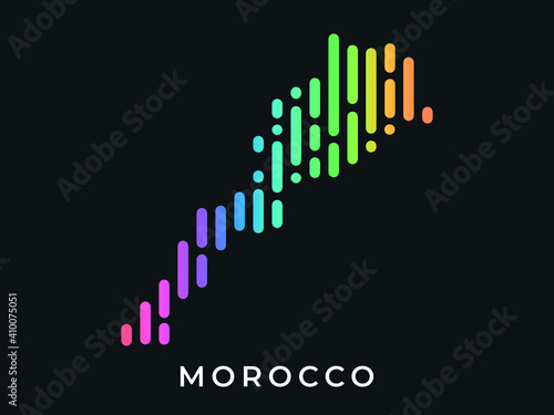 Digital modern colorful rounded lines Morocco map logo vector illustration design.