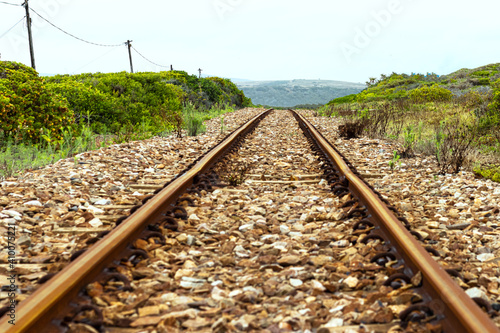 Train Track Heading Towards Town