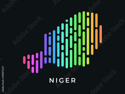  Digital modern colorful rounded lines Niger map logo vector illustration design.