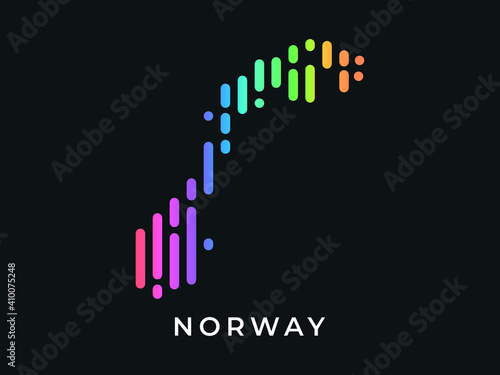  Digital modern colorful rounded lines Norway map logo vector illustration design.