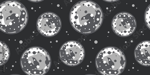 Trendy seamless space patterns. Planet in cosmos backgrounds for cosmonautics day. Endless texture of universe for wallpaper, wrapping paper