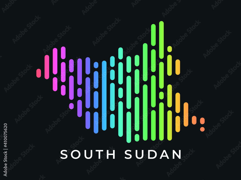 Digital modern colorful rounded lines South Sudan map logo vector illustration design. Digital modern colorful rounded lines South Sudan map logo vector illustration design.