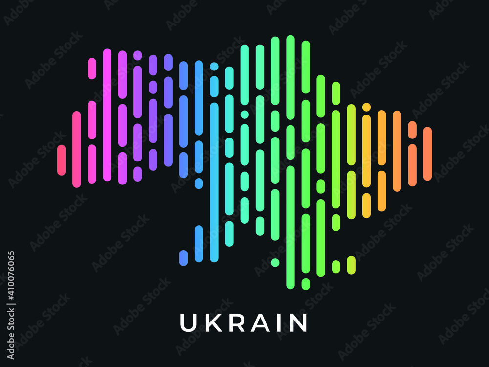 Digital modern colorful rounded lines Ukraine map logo vector illustration design. Digital modern colorful rounded lines Ukraine map logo vector illustration design.