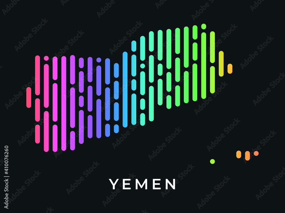 Digital modern colorful rounded lines Yemen map logo vector illustration design. Digital modern colorful rounded lines Yemen map logo vector illustration design.