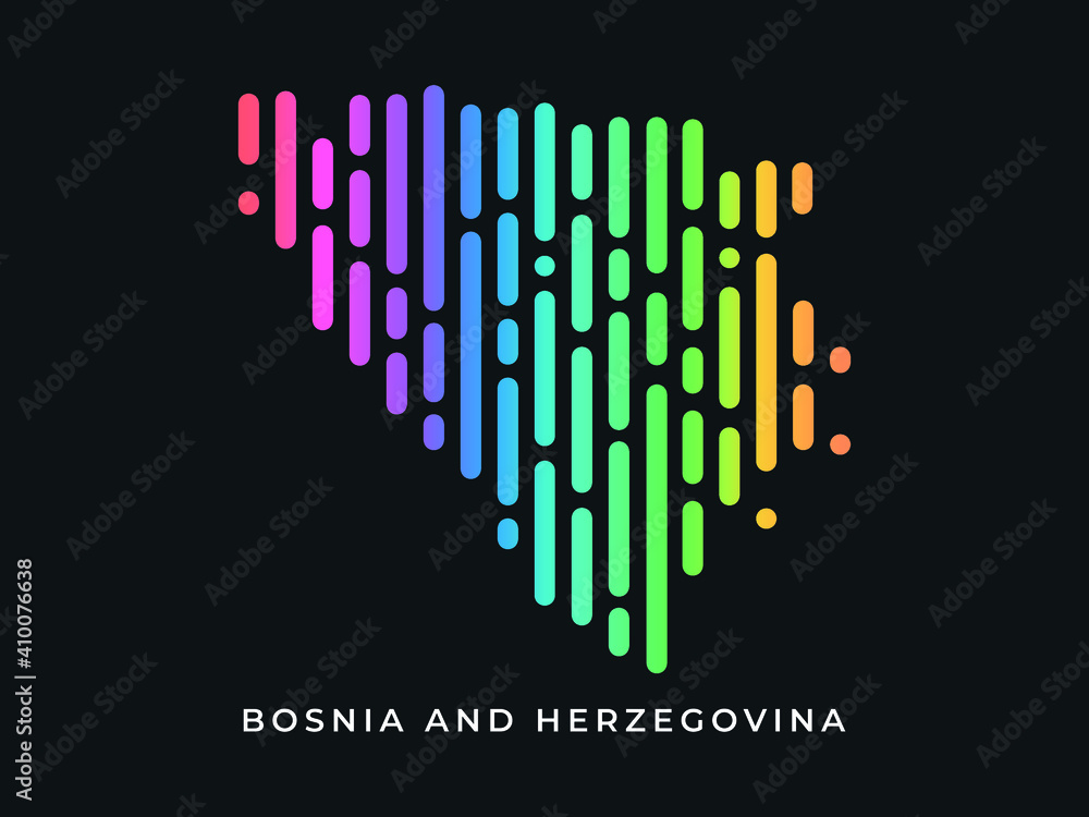 Digital modern colorful rounded lines Bosnia and Herzegovina map logo vector illustration design. Digital modern colorful rounded lines Bosnia and Herzegovina map logo vector illustration design.