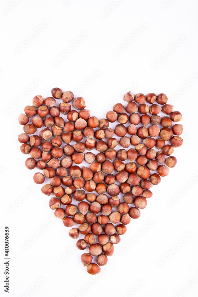 healthy hazelnuts in heart shape healthy hazelnuts in heart shape