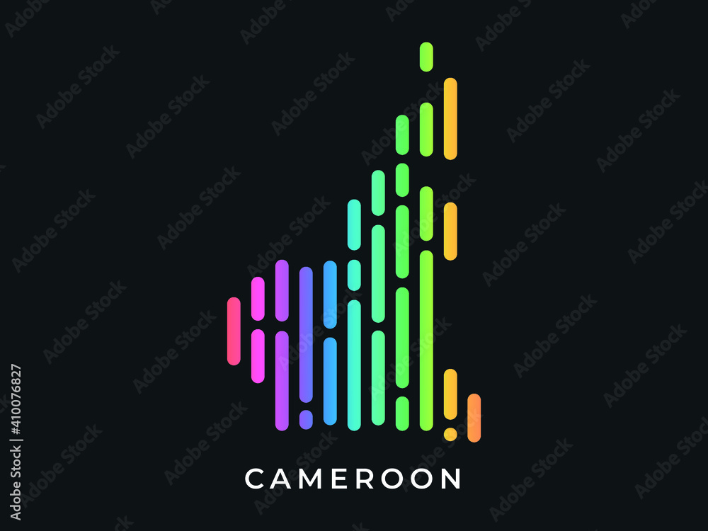 Digital modern colorful rounded lines Cameroon map logo vector illustration design. Digital modern colorful rounded lines Cameroon map logo vector illustration design.