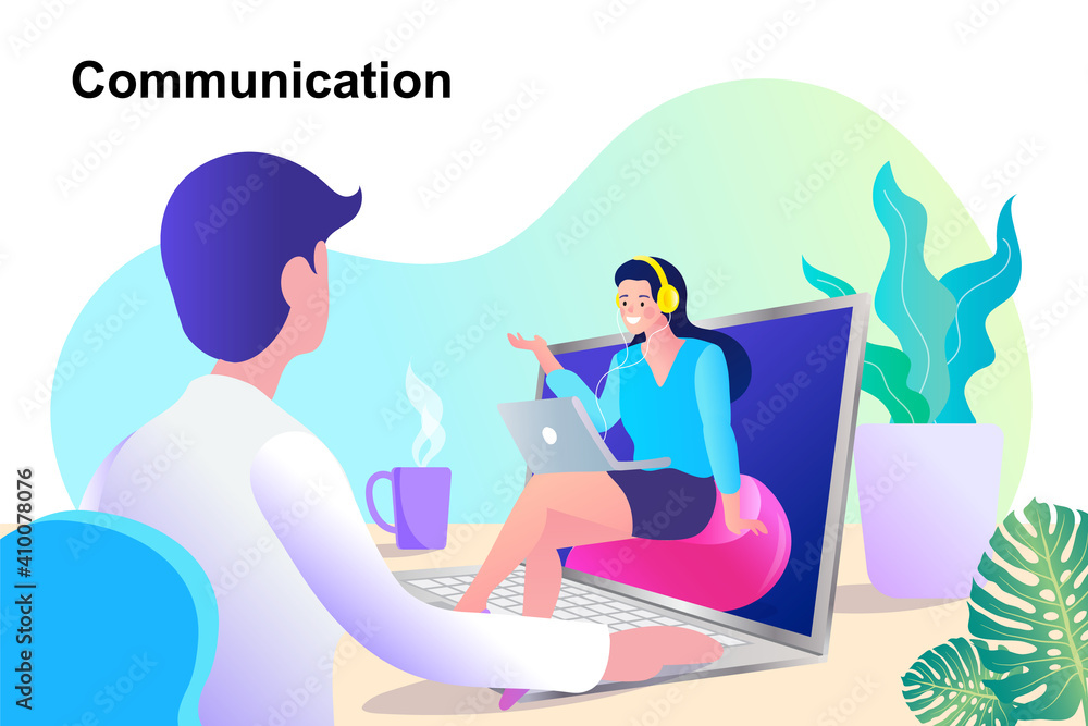 online meeting work form home. video conference concept. Vector illustrations flat design. online meeting work form home. video conference concept. Vector illustrations flat design.
