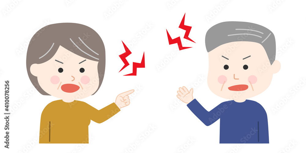 Senior couple having a quarrel. Vector illustration isolated on white background.