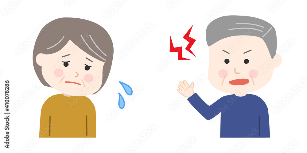 Grandfather getting angry at his wife. Vector illustration isolated on white background. Grandfather getting angry at his wife. Vector illustration isolated on white background.