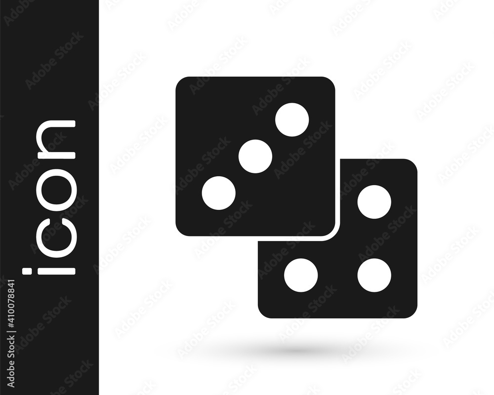 Black Game dice icon isolated on white background. Casino gambling. Vector. Black Game dice icon isolated on white background. Casino gambling. Vector.