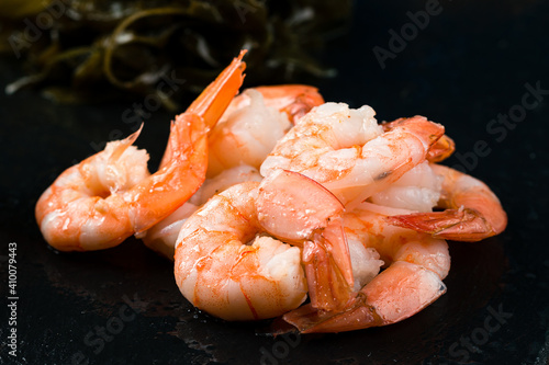 shrimp ready to eat boiled seafood Menu concept serving size. keto or paleo pescatarian diet organic healthy eating, shrimp ready to eat