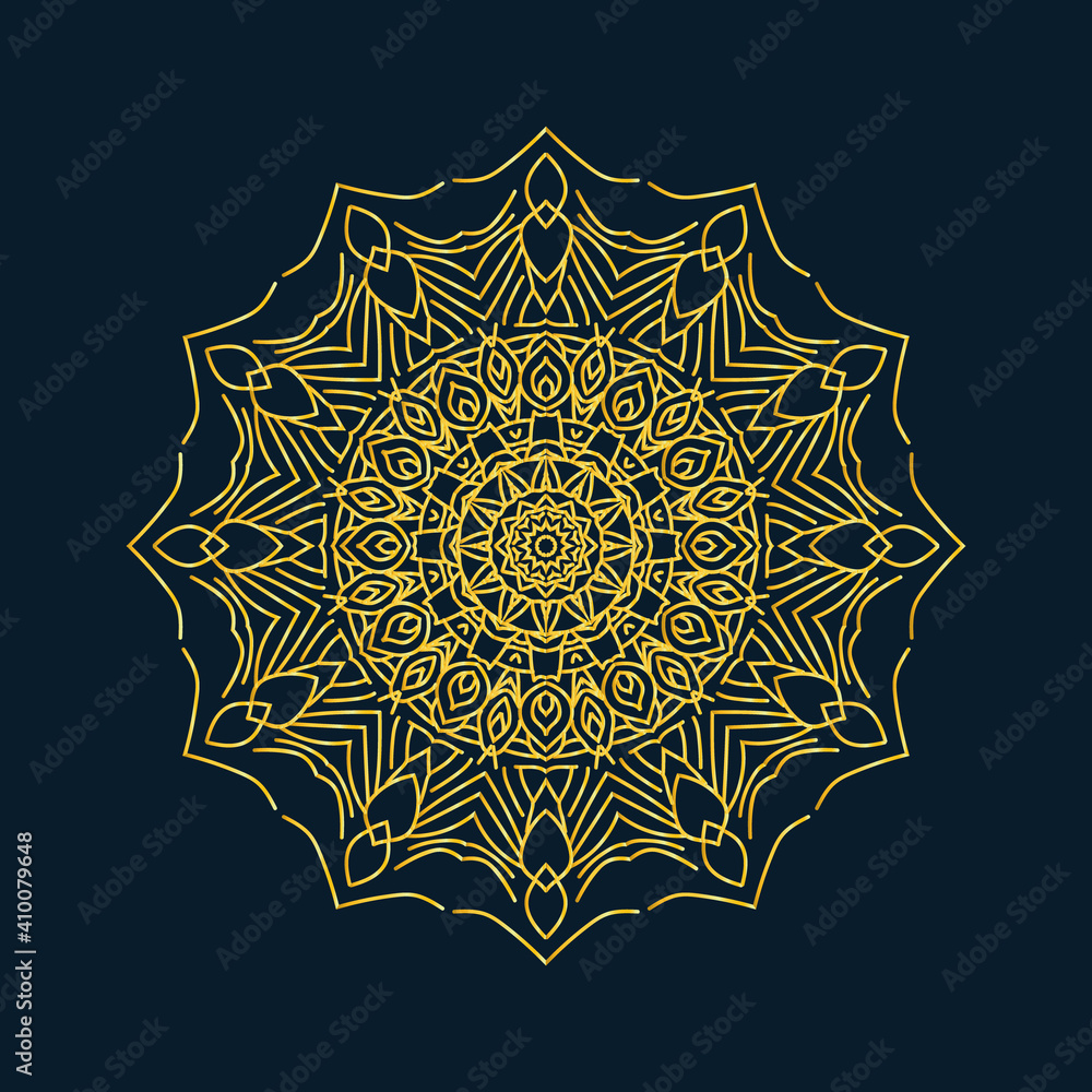 Mandala Design Template , Pure gold color Mandala	
