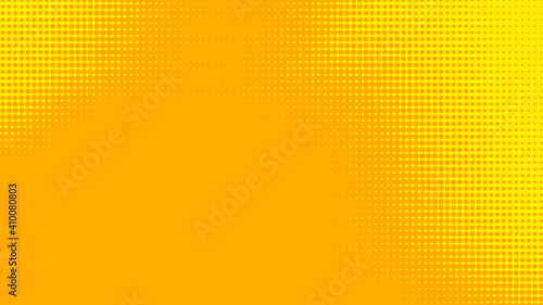 Dots halftone yellow orange color pattern gradient texture with technology digital background. Dots pop art comics with summer background.