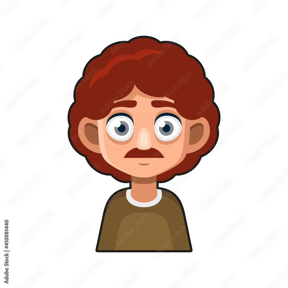 Cute Man Character with Mustache. Cartoon Style Userpic Icon. Vector Cute Man Character with Mustache. Cartoon Style Userpic Icon. Vector