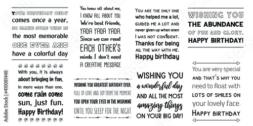 Set of Calligraphy Quotes Sayings and wishes for birthday day