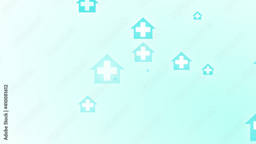 Medical health blue green cross on home pattern background. Abstract banners with prevent virus infection and healthcare stay home concept. Medical health blue green cross on home pattern background. Abstract banners with prevent virus infection and healthcare stay home concept.