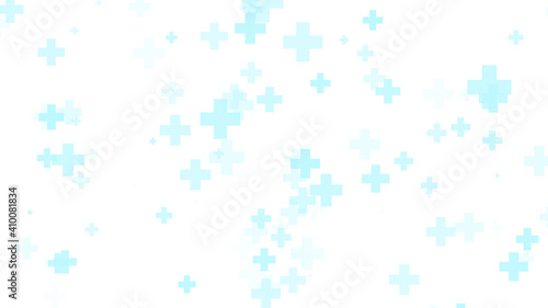 Medical health blue cross pattern white background. Abstract healthcare technology and science concept.