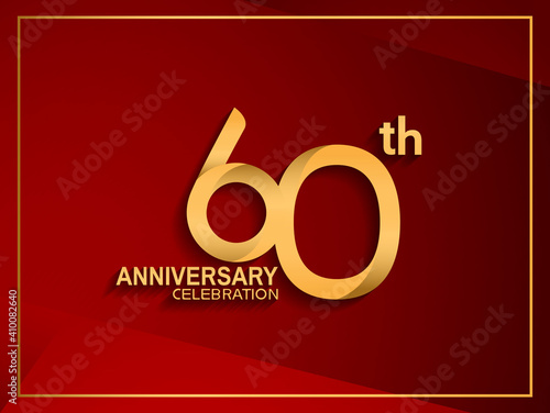 60 anniversary celebration logotype golden color isolated on red color can be use for celebration, invitation, greeting card and special event