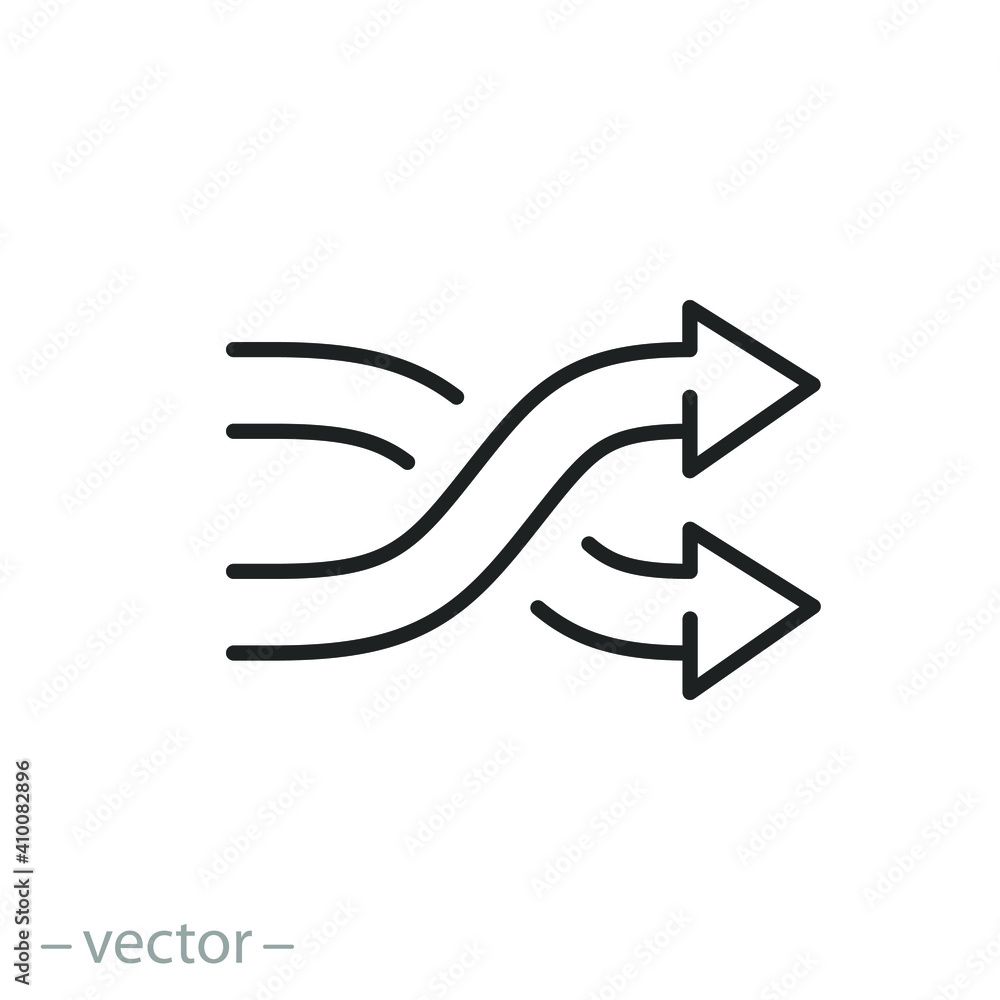 arrow intersect icon, random shuffle playlist, music mix concept, cross over play album, thin line symbol on white background - editable stroke vector illustration eps10 arrow intersect icon, random shuffle playlist, music mix concept, cross over play album, thin line symbol on white background - editable stroke vector illustration eps10