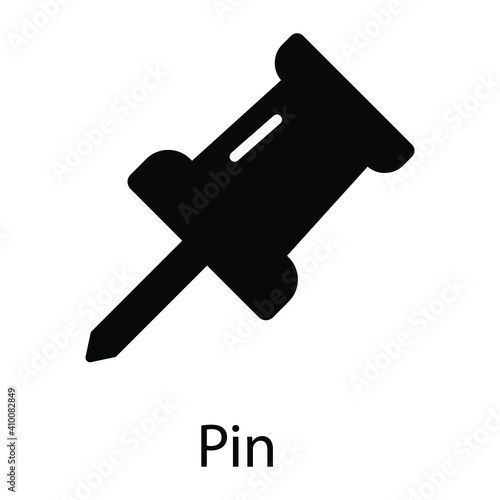 push pin glyph icon isolated on white background
