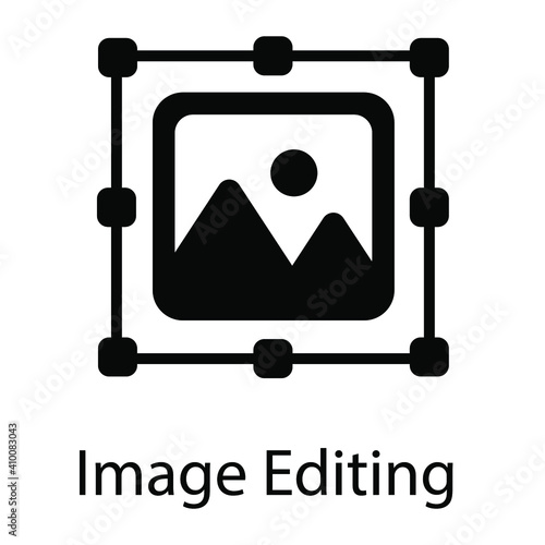 crop image, edit photo glyph icon isolated on white background