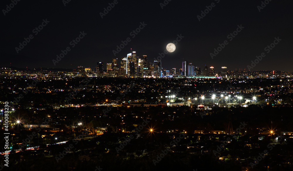 Los Angeles Skyline with moon