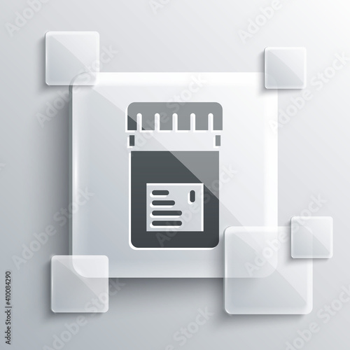 Grey Biologically active additives icon isolated on grey background. Square glass panels. Vector.