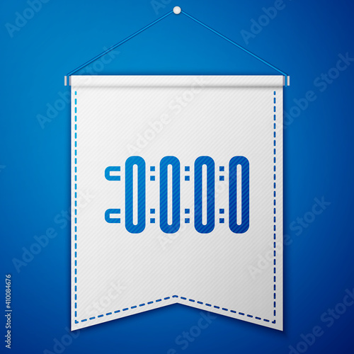 Blue Heating radiator icon isolated on blue background. White pennant template. Vector.
