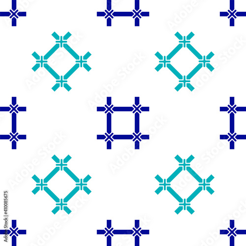 Blue Prison window icon isolated seamless pattern on white background. Vector.