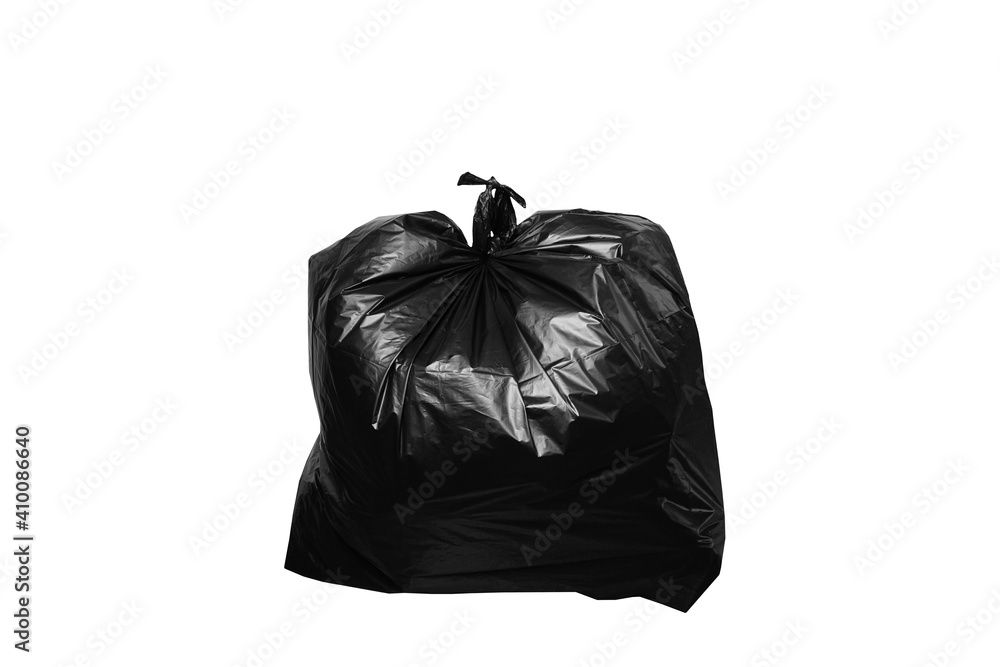 Black garbage bag on white background clipping path Black garbage bag on white background clipping path
