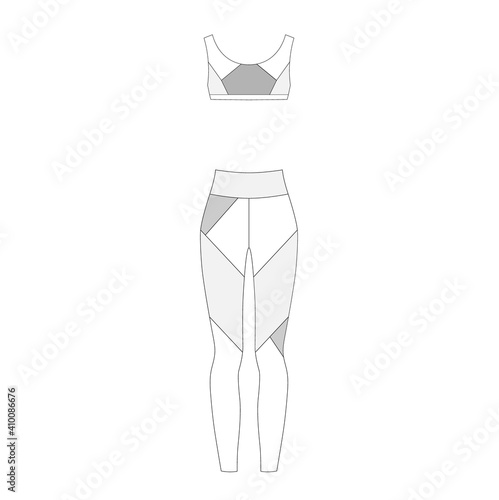 Women garment collection sportswear technical vector sketch