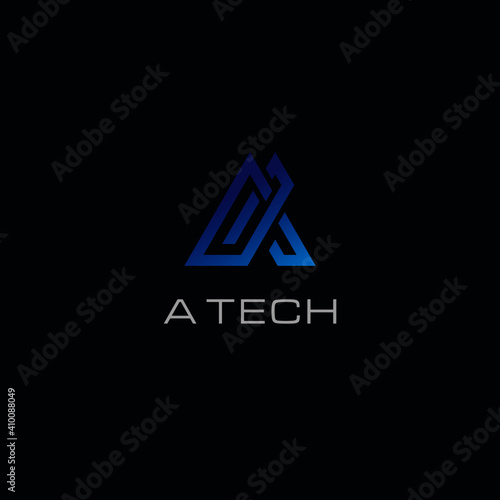 Tech logo, Technology icon A, letter A 