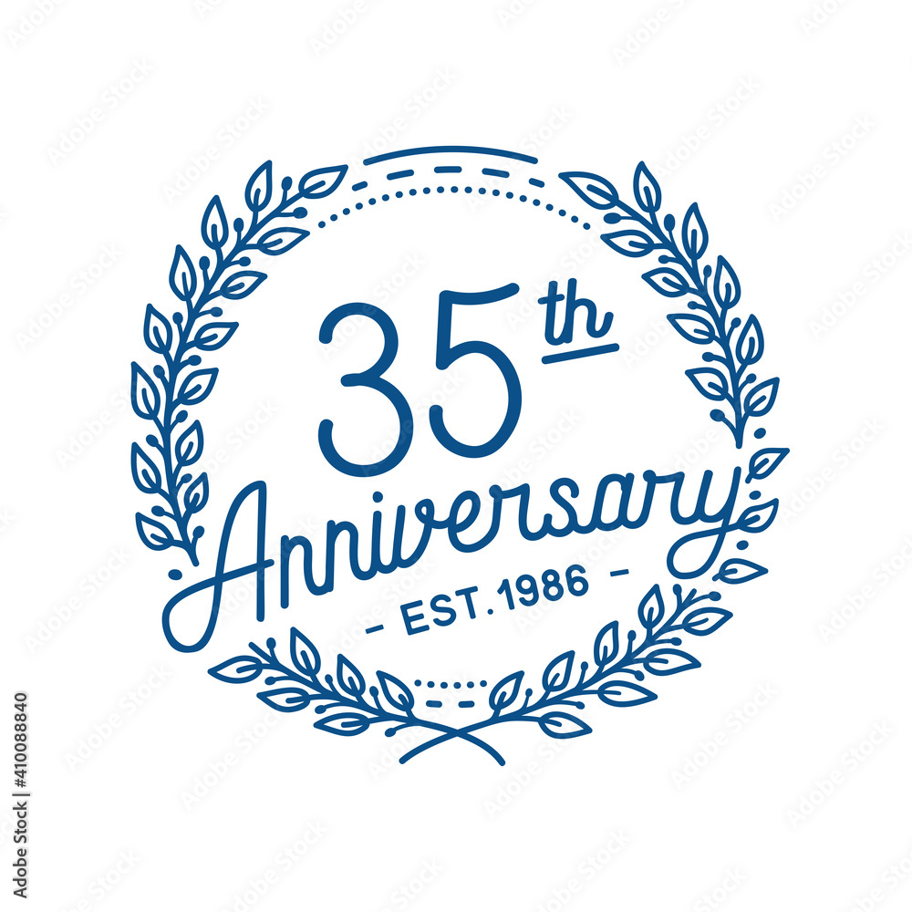 35 years anniversary logo collection. 35th years anniversary celebration hand drawn logotype. Vector and illustration.
