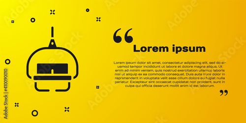 Black Ski lift icon isolated on yellow background. Vector.