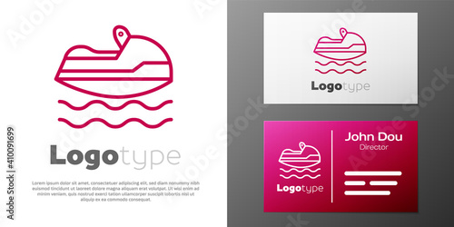Logotype line Jet ski icon isolated on white background. Water scooter. Extreme sport. Logo design template element. Vector Illustration.