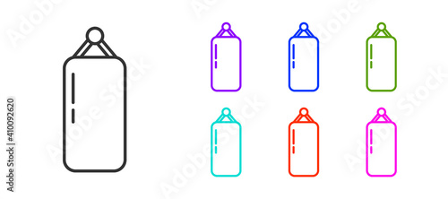 Black line Punching bag icon isolated on white background. Set icons colorful. Vector Illustration.