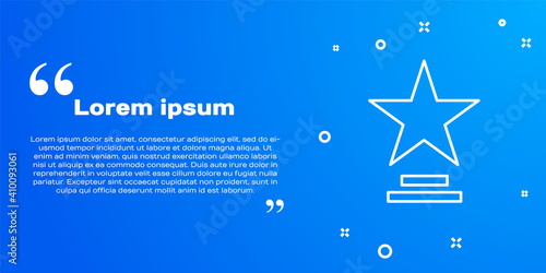 White line Movie trophy icon isolated on blue background. Academy award icon. Films and cinema symbol. Vector Illustration.