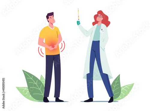 Diseased Male Patient Visiting Urologist Doctor with Painful Urinary Tract Infection Symptoms. Urology System Sickness