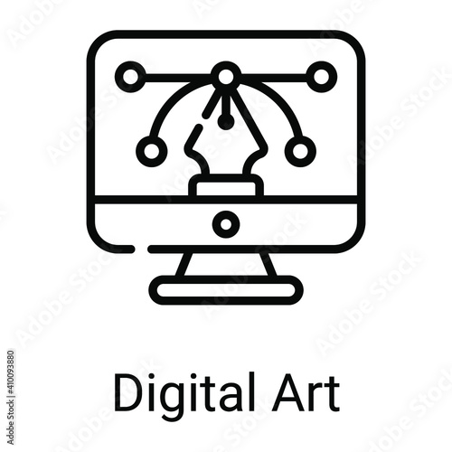 digital art line icon isolated on white background