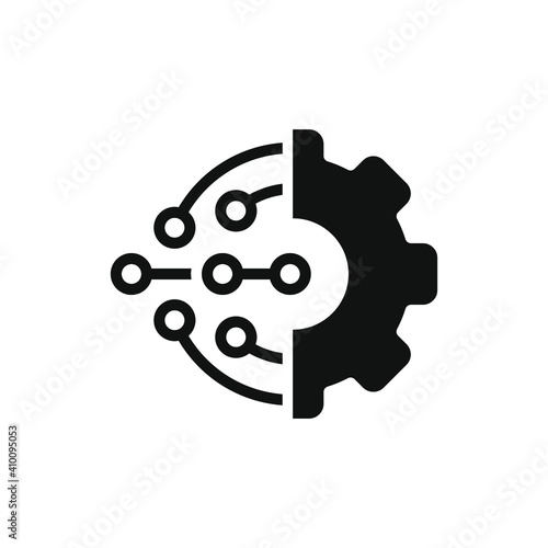 Digital technology gear icon concept isolated on white background. Vector illustration