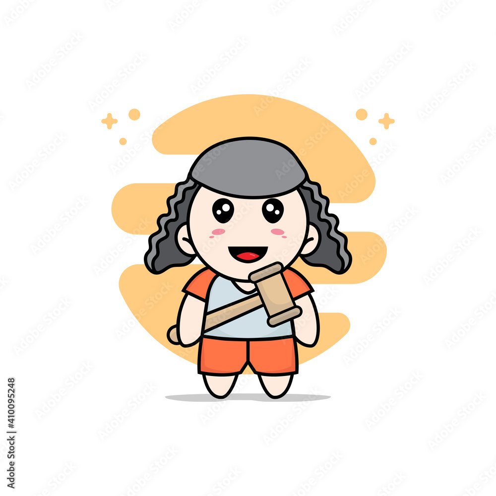 Cute kids character design wearing judge costume. Cute kids character design wearing judge costume.