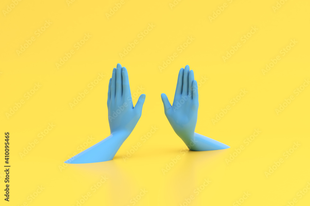 Fototapeta premium Trendy scene of hand gestures, Minimal concept, 3d rendering.