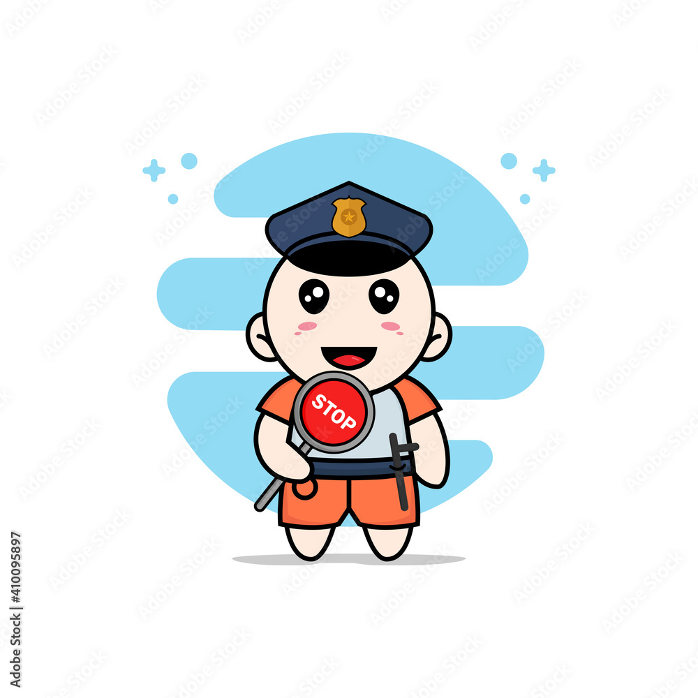 Cute kids character wearing police costume. Cute kids character wearing police costume.