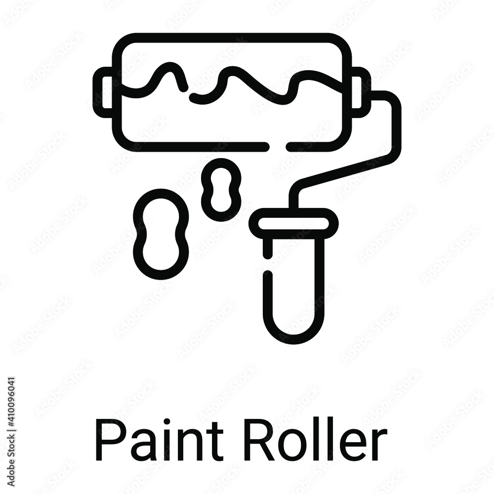 paint roller line icon isolated on white background paint roller line icon isolated on white background