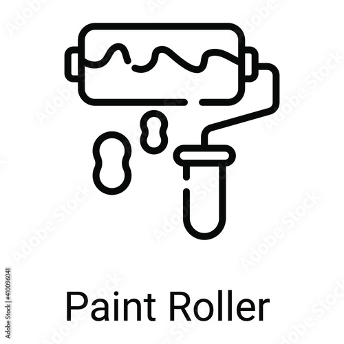 paint roller line icon isolated on white background
