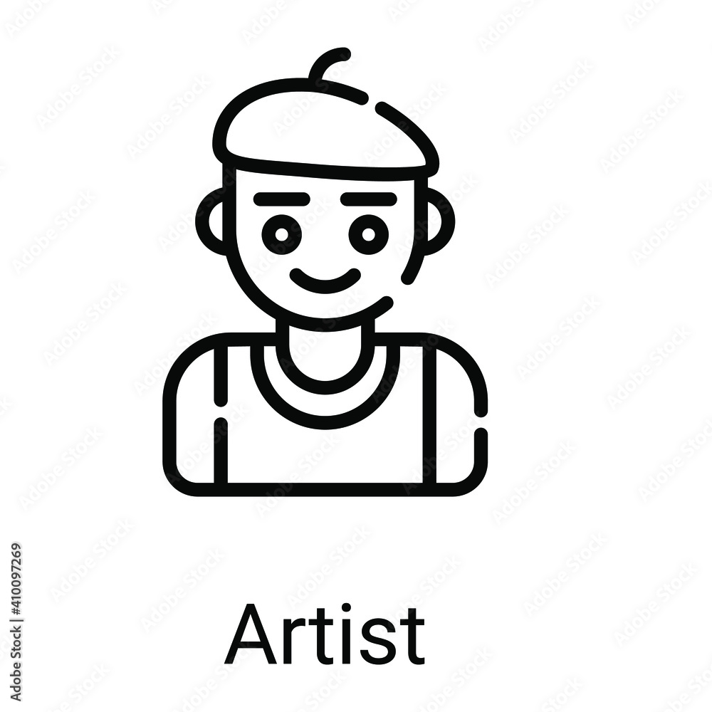 artist, painter line icon isolated on whited on white background artist, painter line icon isolated on whited on white background