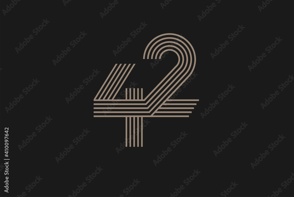 Number 42 Logo, Monogram Number 42 logo multi line style, usable for anniversary and business logos, flat design logo template, vector illustration - obrazy, fototapety, plakaty 